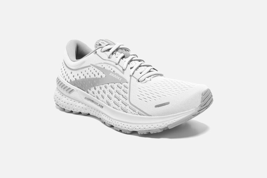 Brooks Running Shoes Womens White/Grey - Adrenaline GTS 21 Road - 3071-TANOP